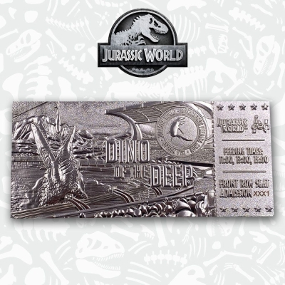 Jurassic Park Replik Mosasaurus Ticket (versilbert)