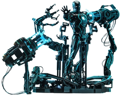 Iron Man 2 Actionfigur 1/6 Neon Tech Iron Man mit Suit-Up Gantry 32 cm