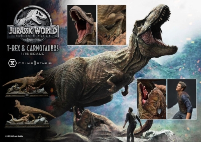 Jurassic World Fallen Kingdom Statue Tyrannosaurus Rex vs. Carnotaurus