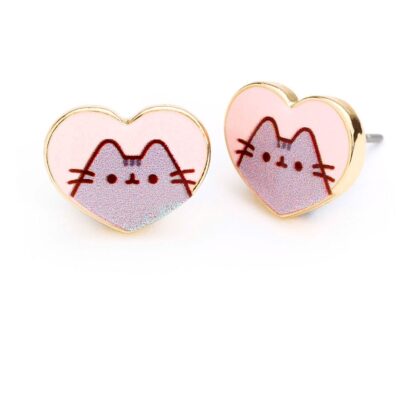 Pusheen Stud Ohrringe Pink and Gold Heart – Bild 3