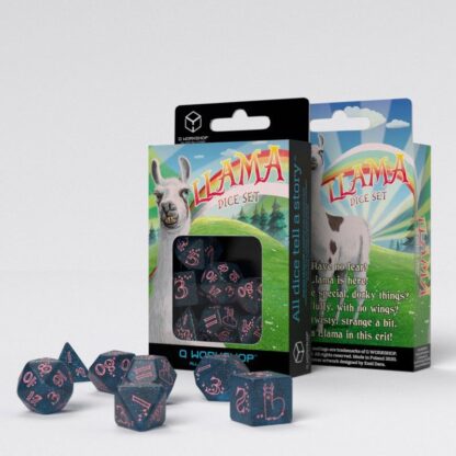 Sparkling Llama Würfel Set Glitzerndes Dunkelblau & Rosa (7) – Bild 2