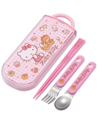 Hello Kitty Essstäbchen & Löffel & Gabel Set Sweety pink