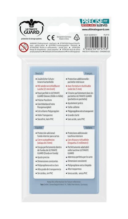 Ultimate Guard Precise-Fit Sleeves wiederverschließbar Standardgröße Transparent (100) – Bild 3