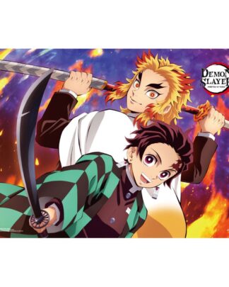 Demon Slayer: Kimetsu no Yaiba Fabric Poster Tanjiro And Kyojuro Rengoku 84 x 118 cm