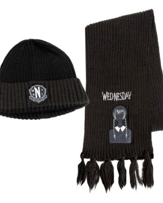 Wednesday Beanie & Schal Set Nevermore