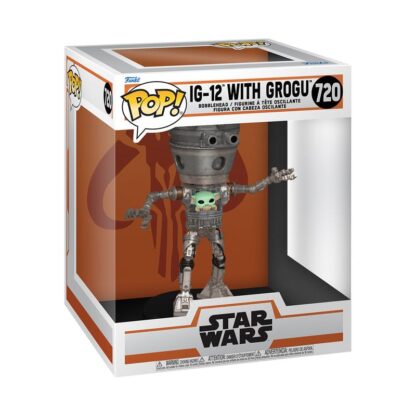 Star Wars: The Mandalorian POP! Deluxe Vinyl Bobblehead Figur IG-12 with Grogu 17 cm – Bild 2