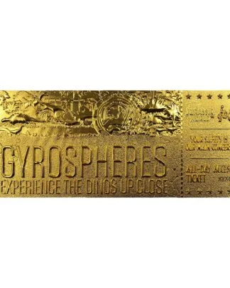 Jurassic World Replik Gyrosphere Collectible Ticket (vergoldet)