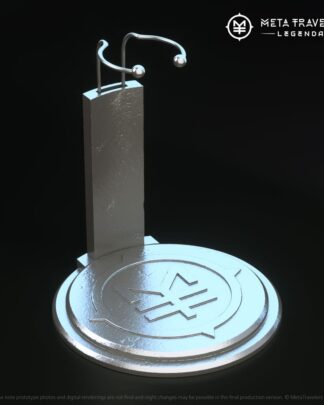 Legendari Actionfiguren-Ständer mit MetaTravelers Logo