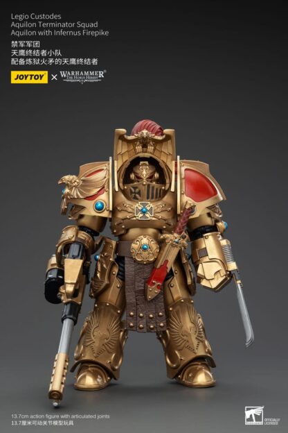 Warhammer The Horus Heresy Actionfigur 1/18 Legio Custodes Aquilon Terminator Squad Aquilon with Infernus Firepike 14 cm