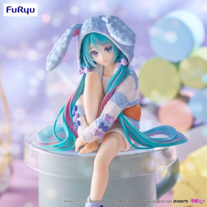 Hatsune Miku Noodle Stopper PVC Statue Hatsune Miku Rabbit Ear Hood Pajama Blue Color Ver. 14 cm – Bild 4