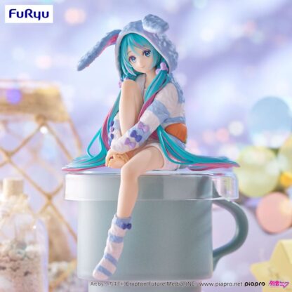Hatsune Miku Noodle Stopper PVC Statue Hatsune Miku Rabbit Ear Hood Pajama Blue Color Ver. 14 cm – Bild 6