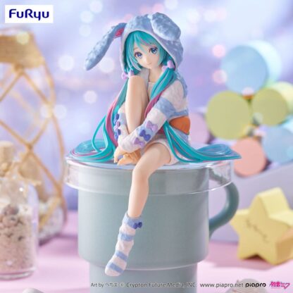 Hatsune Miku Noodle Stopper PVC Statue Hatsune Miku Rabbit Ear Hood Pajama Blue Color Ver. 14 cm – Bild 7