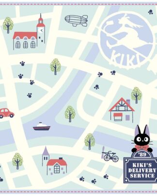 Studio Ghibli Mini-Handtuch Kikis kleiner Lieferservice City Map 25 x 25 cm