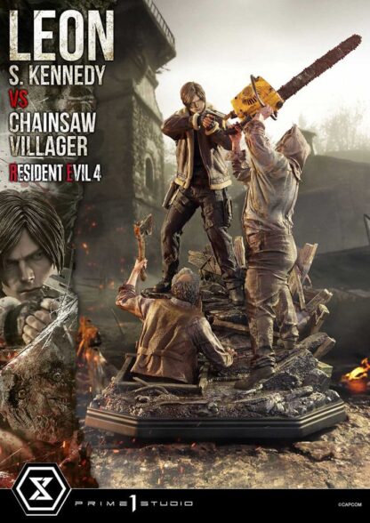 Resident Evil 4 Ultimate Premium Masterline Series Statue 1/4 Leon S. Kennedy vs. Chainsaw Villager Bonus Ver. 76 cm – Bild 6