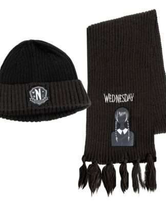 Wednesday Beanie & Schal Set Nevermore