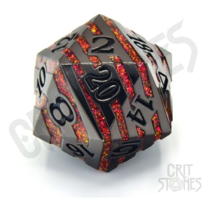 CritStones Metal Würfel D20 Pyroblade 3 cm