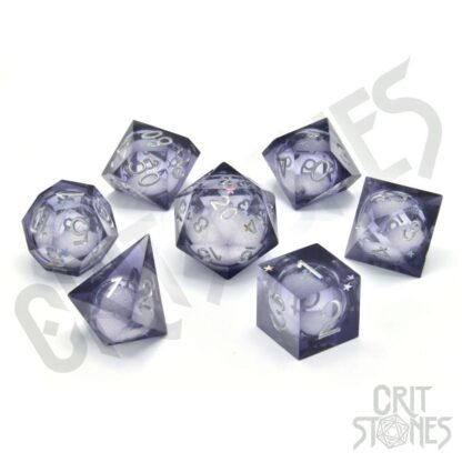 CritStones Liquid Core Würfel Set Orbital Tide (silver ink) (7)