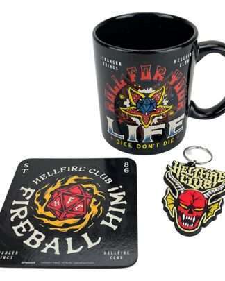 Stranger Things Tasse, Untersetzer und Schlüsselanhänger Set Hellfire