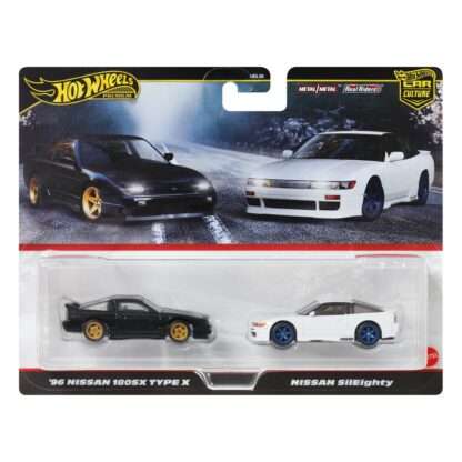 Hot Wheels Premium Car Culture Diecast Modellautos 2er-Pack 1/64 '96 Nissan 180SX Type X & Nissan SilEighty – Bild 5