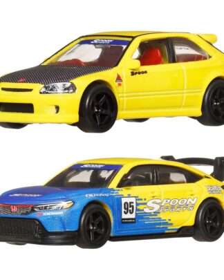 Hot Wheels Premium Car Culture Diecast Modellautos 2er-Pack 1/64 '99 Honda Civic Type R (EK9) & Honda Civic Type R
