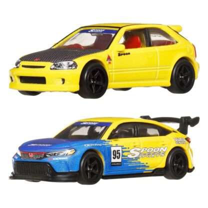Hot Wheels Premium Car Culture Diecast Modellautos 2er-Pack 1/64 '99 Honda Civic Type R (EK9) & Honda Civic Type R