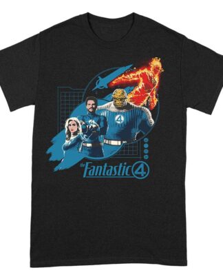 Fantastic Four T-Shirt Group Grid Blue