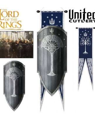 Herr der Ringe Replik 1/1 Gondorisches Schild mit Flagge 113 cm