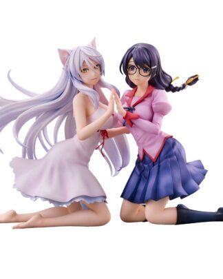 Nekomonogatari Monogatari Series PVC Statuen Tsubasa Hanekawa Set (re-run) 19 cm - Beschädigte Verpackung