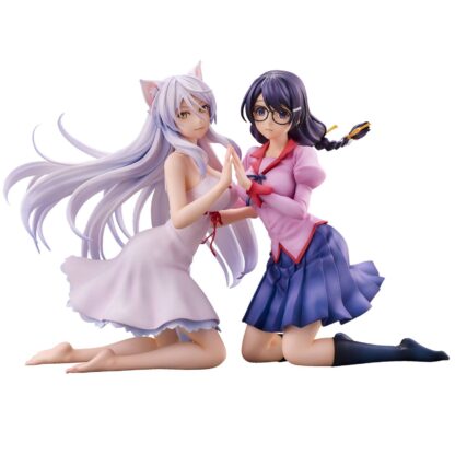 Nekomonogatari Monogatari Series PVC Statuen Tsubasa Hanekawa Set (re-run) 19 cm - Beschädigte Verpackung