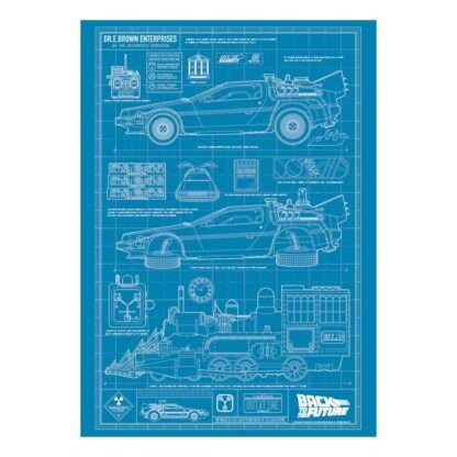 Zurück in die Zukunft Kunstdruck Time Machine Blueprint Limited Edition 42 x 30 cm