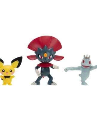 Pokémon First Partner Battle Figure Set Figuren 3er-Pack Pichu, Machollo & Snibunna