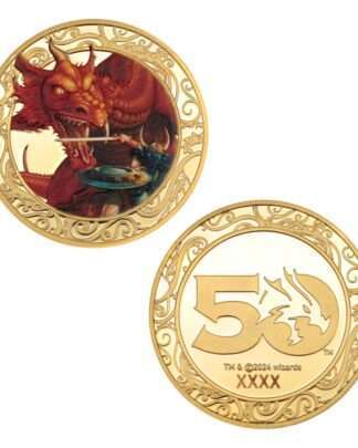 Dungeons & Dragons Sammelmünze 50th Anniversary with Colour Print 24k Gold Plated Edition 4 cm