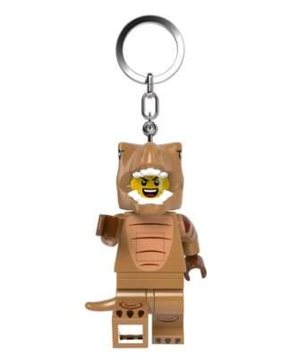LEGO Minifigures Schlüsselanhänger mit Leuchtfunktion T-Rex Kostüm-Fan 8 cm