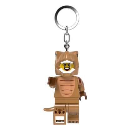 LEGO Minifigures Schlüsselanhänger mit Leuchtfunktion T-Rex Kostüm-Fan 8 cm