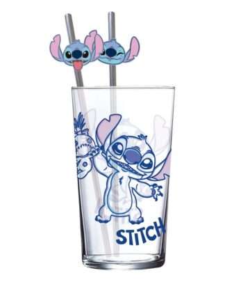 Lilo & Stitch Glas Tumbler mit Trinkhalmen Stitch 485 ml