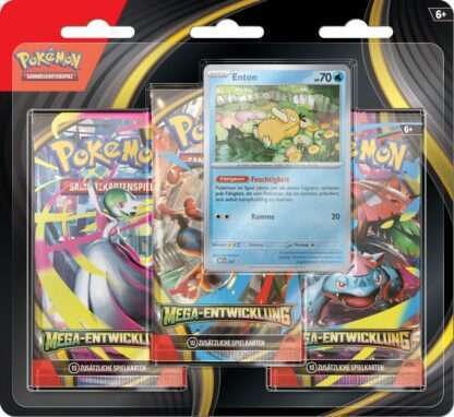 Pokémon TCG ME01 Mega-Entwicklung 3er-Pack Blister *Deutsche Version* – Bild 2
