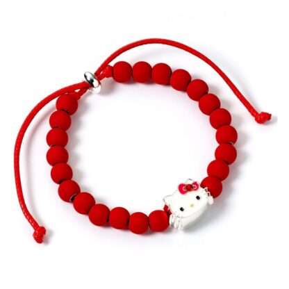 Hello Kitty Armband rote Perlen mit Hello Kitty Anhänger 21 cm