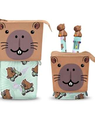 Oh My Pop! Pop Up Federmäppchen mit Zehnfarbkugelschreiber & löschbarem Gelstift Capybara