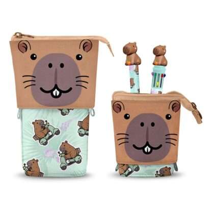 Oh My Pop! Pop Up Federmäppchen mit Zehnfarbkugelschreiber & löschbarem Gelstift Capybara