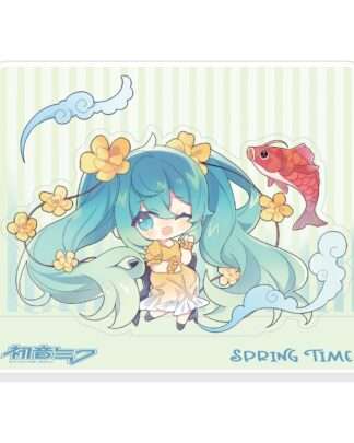 Hatsune Miku Acryl Figurenaufsteller aus Acryl Hatsune Miku Spring Time Chibi Miku with Koi 11 cm