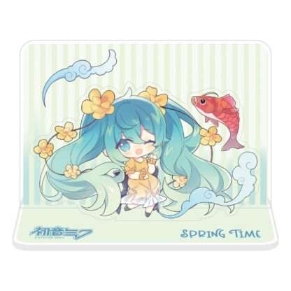Hatsune Miku Acryl Figurenaufsteller aus Acryl Hatsune Miku Spring Time Chibi Miku with Koi 11 cm