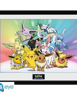 Pokemon Kunstdruck mit Rahmen Evoli Evolutions 30x40