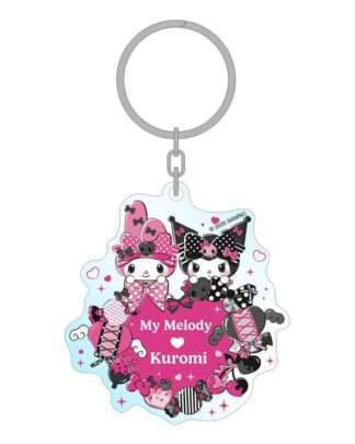 Sanrio Pink Black Party Series Acryl Schlüsselanhänger My Melody & Kuromi 7 cm