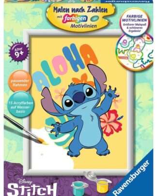 Disney Malen nach Zahlen Malset Aloha Stitch 18 x 24 cm *Deutsche Version*