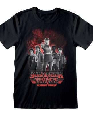 Stranger Things T-Shirt Group with Vecna behind Balck and White