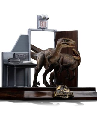 Jurassic Park Art Scale Statue 1/10 Raptors at the Kitchen's Door 28 cm