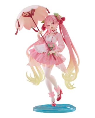 Hatsune Miku AMP PVC Statue Newley Written Sakura Miku Sakura Dress Ver. 21 cm