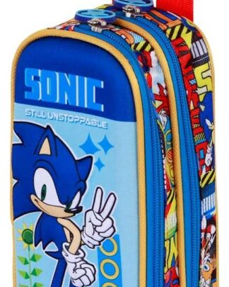 Sonic - The Hedgehog 3D Double Federmäppchen SEGA Unstoppable Blue