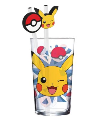 Pokémon Glas Tumbler mit Trinkhalmen Pikachu 485 ml