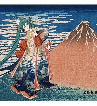 Katsushika Hokusai x Hatsune Miku Acrylpanel Thirty-six Views of Mount Fuji Fine Wind, Clear Morning 30 cm